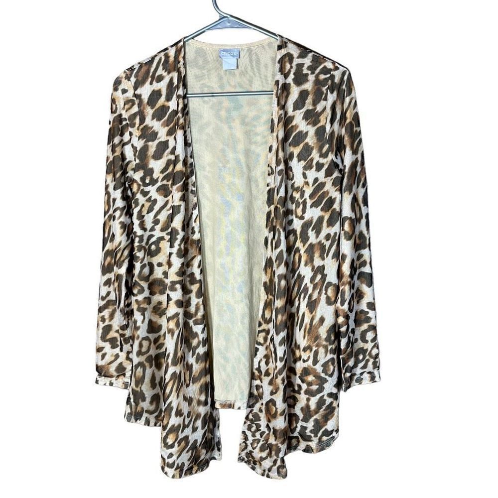 ‎Chicos Animal Print Cardigan Size Small